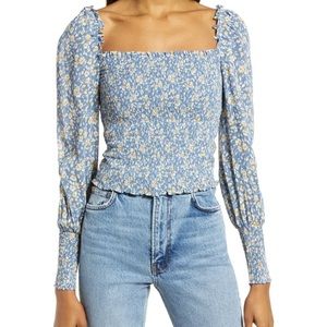 Reformation Pinto Smocked Top, size M